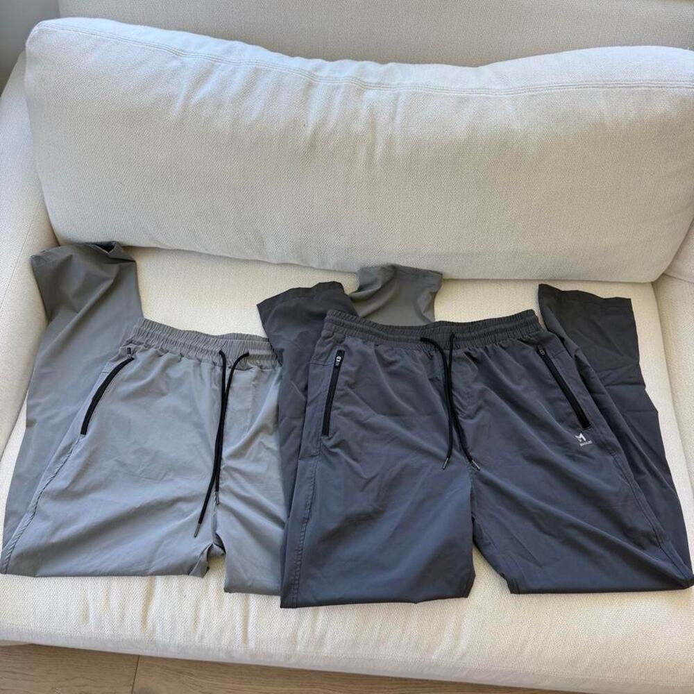 2 pairs of gray nylon joggers